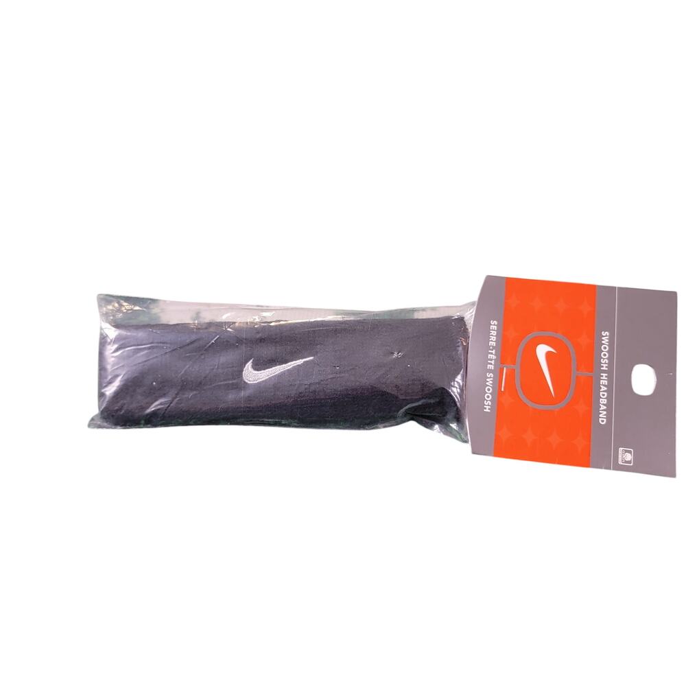 Vintage Nike Sweat Headband Black with Silver Swoosh NEW